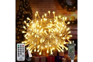 FAIRYGLIM 10M 100LEDs Christmas Lights Plug in with Remote,Connectable Fairy Lights Mains Powered with Timer,Bright Waterproof String Lights 8 Modes Outside Indoor Garden Party Christmas Tree Decor(Warm White)