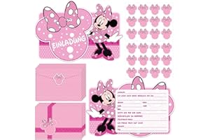 Lahe Mouse Einladungskarten Kindergeburtstag, Maus Einladungskarten Geburtstagseinladungen Geburtstag Partys, Party Einladungen Rosa Cartoon-Maus Themenpartys (20 Stück)