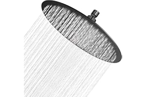 Ohotecy Alcachofa de ducha redonda de 12 pulgadas, de acero inoxidable, con boquillas anticalcáreas, 30 cm, gran cabezal de lluvia redondo, número de boquillas: 144