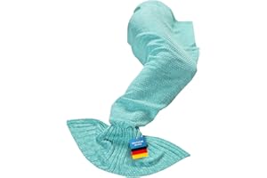 ‎FELUNA Feluna® Meerjungfrau Kuscheldecke Wolldecke Flossen-Decke Wohndecke Tagesdecke Strickdecke; Blau Türkies