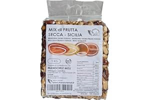 MANDORLE MELI Mix Frutta Secca Sgusciata Siciliana - Mandorle Tostate, Mandorle Tostate Pelate, Nocciole Tostate e Noci - Fonte di Vitamine e Fibre Senza Glutine (1kg)