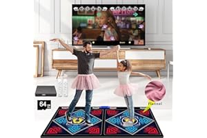 WUZHUANGYUAN Tapis de danse pour enfants et adultes, carte mémoire 64G, jeux de danse de fitness, 590 jeux et 75 vidéos musicales 650 chansons, pour TV HDMI Premium Flanelle, Cadeau pour garçons et filles