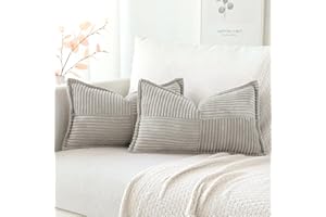 Artscope Zestaw 2 poszewek na poduszkę Boho z prążkowanego aksamitu krzyżowego na sofę Miękka aksamitna poszewka na poduszkę do domu, salonu, sypialni, dekoracyjna, szara, 40 x 60 cm