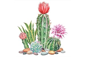 VETPW 5D DIY Cactus Diamond Pasted Painting Kit Drill, Fiori Pittura Diamante Kit Completo per Adulti, Strass Fai da Te Ricamo a Punto Croce Arts Craft per Home Wall Decoration(30x30CM)