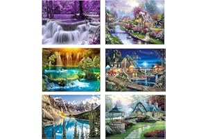 LWZAYS 6 Pack Landscape Diamond Painting Kits for Adults,Diamond Art Kits Adults,Crystal Art Kits for Adults,Full Drill Gem Art Kit for Adults, Diamond Dot Kits for Home Decor (30x 40cm)