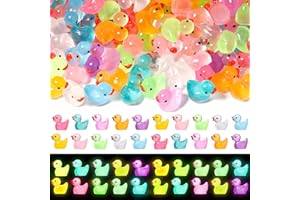 WIURGOHA 220PCS Mini Tiny Resin Ducks Little Miniature Plastic Small Ducks Bulk Glow in The Dark Figures for Dollhouse Decor Accessories Garden Micro Landscape Aquarium Potted Tiny Homes (10 Colors)