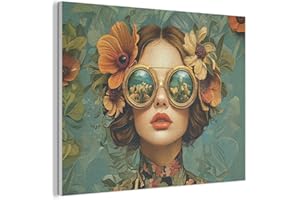 MuchoWow© Bilder aus Filz 100x70 cm Wohnzimmer Deko Modern Wandbild Kunstdruck Bild Schlafzimmer über Bett Room Decor Geschenke Frau - Blumen - Schmetterlinge - Natur - Vintage