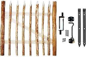 BOGATECO Zauntor Haselnuss | Breite: 100cm | Höhe 120cm | Abstand zwischen den Zaunlatten 6-7cm | Gartentor aus Holz für Staketenzaun Gartenzaun | mit Scharniere inkl. Zubehör | Türöffnung nach rechts