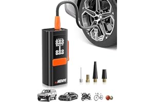 ‎HENMI HENMI Elektrische Luftpumpe, Akku Luftpumpe Auto mit alle ventile (10,3-11,7 Bar), 7500-18000 mAh Fahrradpumpe Elektrisch mit Digitalanzeige Manometer für Fahrrad, EBike, Wohnmobil, Bälle