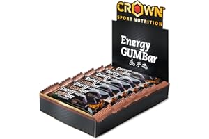 Crown Sport Nutrition Energy GUM Bar | Barrita Energética de Gominola con Carbohidratos, Sales y Aminoácidos | Textura blanda, con y sin cafeína | Vegana