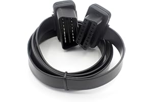 LoongGate Ultra Low Profile OBD-II OBD2 cavo di prolunga 0.4 Metri - Cavo piatto Noodle Full 16 pin Pass-through per lettori WiFi USB Bluetooth USB Scanner di codici OBDII