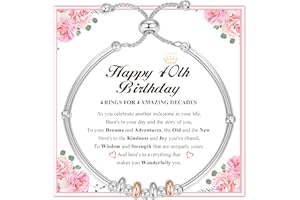 Avotto Birthday Gifts for Women 21st 30th 40th 50th 60th 70th 925 Sterling Silver Bracelet Adjustable Silver Bracelets for Women Birthday Gifts with Cards for Mum Daughter Sister Grandma