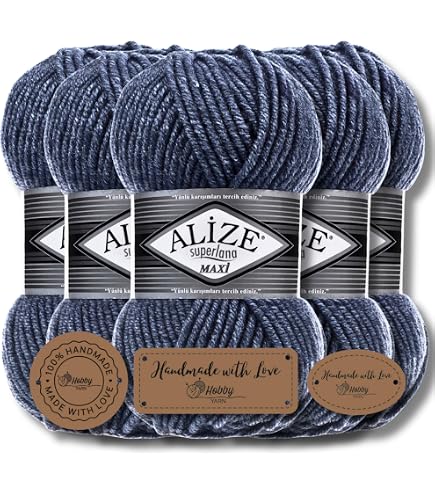 Alize SuperLana Midi 25% Lana 75% Acrilico Ogni Matassa 100 g 170 m, Lotto di 4 Matasse - 803 Jaspe Marrone Lattea