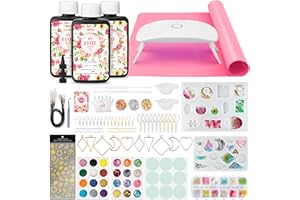 YIEHO 300g UV Resin Kit with Light and Moulds, Upgraded Crystal Clear Hard UV Curing Premixed Epoxy Resin Starter Jewelry Making Kit for DIY Keychain, Earring and Necklace