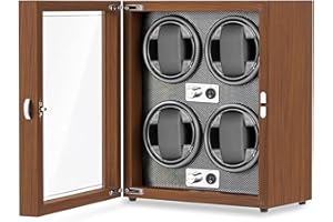 Olvy Remontoir pour 4 Montres Automatique, Boîte de Remontoir de Montre, Watch Winder, Moteur Extrêmement Silencieux, Coussin de Montre Flexible