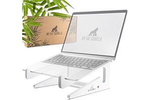 MY FAT GORILLA Support pour Ordinateur Portable en Bambou, Support Universel ergonomiquement Stable pour Ordinateur Portable, Support Ordinateur Portable, Support Ecran pc, Laptop Stand (Blanc)