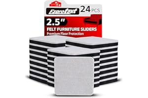 Ezprotekt Furniture Sliders, 24 PCS 2.5" Square Felt Furniture Movers Sliders for Hardwood Floors, Reusable Felt Furniture Moving Pads, Sliders for Moving Heavy Sofa Desk Table Couch Cabinet (Beige)