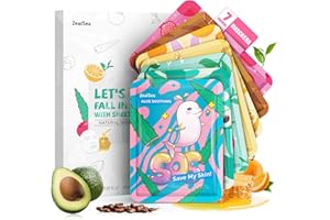 ZealSea Maschera Viso Idratante, Skincare Face Mask, Multi-effetto Beauty Set Maschere Viso per Bambina Ragazza Donne con Formula Naturali, Biodegradabile Sheet Mask per Spa Party, Lenitive 7pz