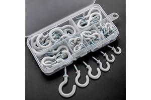 Zhenle Schraubhaken, 75 Stück Hakenschrauben Schraubhaken Vinyl beschichtet Cup Haken 6 Größen Schraubhaken Deckenhaken Set (Weiß)