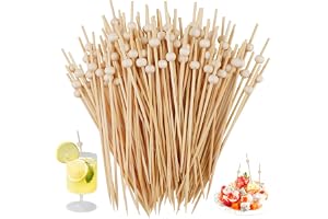 100 stycken fingermat, 12 cm cocktailspett, bambu-pinnar med runda pärlor