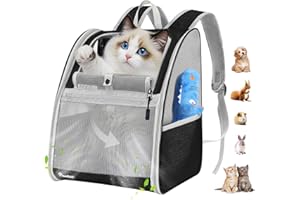 Pawaboo Zaino per Gatti Cani, per Animali Piccoli, da Viaggio Fino a 10 kg, Contenitore da Trasporto Traspirante con Supporto, Borsa per Passeggiata Escursione, Nero