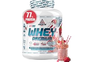 AS American Suplement | Premium Whey Protein | Proteína de Suero de Leche | Aumentar Masa Muscular | Alta Concentración de Proteína WPC80 Pura | Contiene L Glutamina Kyowa Quality® (2 kg, Fresa)