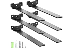 Yeabett uchwytów do półek, wsporniki regału metalowe z wkrętami, nośność 70 kg, 30cm-6szt, Czarny