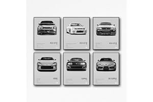 XUPUE JDM Car Posters For Walls Racing Car Art Posters Japanese Car Wall Art Prints For Boy's Bedroom Living Room Set Of 6,Unframe Style 8x12inch(20x30cm) (Gray)
