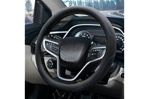 Pahajim Funda Volante Coche Universal Microfibra Cuero Suave Cubre Estilo Deportivo Protector Antideslizante Transpirable Durable (Negro línea Azul)