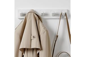 LARHN Appendiabiti da Parete Bianco con 5 Ganci, 42cm - Attaccapanni da Muro Moderno, Appendini da Muro - Series 6