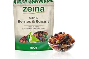 ZEINA LOVE OUR FOOD Zeina Super Berries & Raisins Mix (800g) – Premium Vegan Dried Fruit Snack with Goji Berries, Blueberries, Cranberries & Raisins – Healthy, Natural, Resealable Zip Pouch, Great for On-the-Go