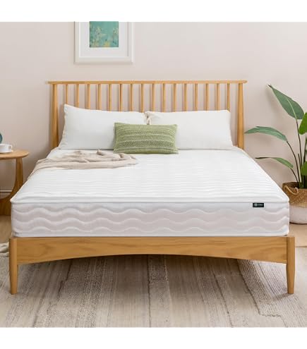 BOFENG Doppelbettgestell Queen Size – Stahlrahmen Mit Kopfteil Aus Holz, Trägt Bis 290 Kg, 196x137 Cm
