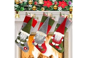 EPESL Weihnachtsstrumpf Hängende Weihnachtsdeko - 3er Set Nikolausstrümpfe 45.7CM Weihnachtswichtel Gnome Weihnachtssocken für Kamin, Innen, Weihnachtsbaum, Party, Zwerge, Süßigkeiten, Treppe, Zuhause