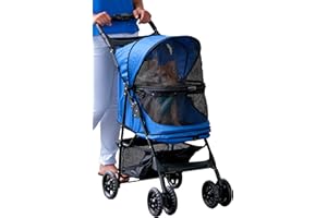 Umi. Pet Gear Happy Trails Poussette sans Glissière Charge Maximale de 15,9 kg pour Chat/Chien Bleu Saphir 61 x 30 x 55,8 cm