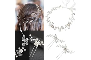 LADAYPOA Braut Hochzeits Kopfschmuck,3 Stück Braut blumen Haarschmuck Damen Tiara, Hochzeits Haarnadel Set, Perlen Hochzeits Haarschmuck für Brautjungfern, Abschlussball