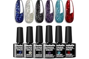 Allenbelle Vernis Semi Permanent Vernis à ongle Gel UV LED Nail Art Soak Off Manucure (7.3ml/pc Lot de 6) 022