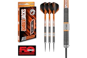 ‎RED DRAGON RED DRAGON Amberjack Zestaw rzutek wolframowych z lotkami i trzonkami rzutek (trzonki) – profesjonalny zestaw rzutek premium 90% wolframu – dostępny w rozmiarach 22 g, 23 g, 24 g, 25 g, 26 g, 27 g, 28