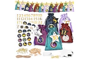 WELLCHY 30 Sacs Cadeaux pour le Ramadan, DIY Calendrier de l'Avent du Ramadan, Sac Cadeau Réutilisable en Coton avec Cordon de Serrage, Ramadan Mubarak Muslim Party Decoration Set (B)