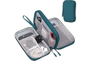 Arae Organizer Valigia per Accessori da Viaggio, Porta Cavi da Viaggio Doppio Strato con Grande Capacità per Cavi, Carte, Caricatori, Cuffie - Gadget Tech Utile per Viaggio e Zaino, M, Verde scuro