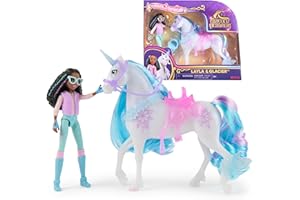 Unicorn Academy - Layla und Einhorn Glacier Set, ca. 12 cm Originalfiguren zur Netflix Serie mit abnehmbarem Sattel, Mähnen- und Schweifbürste und Zubehör, für Kinder ab 4 Jahren