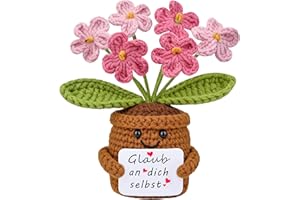 Mwmoeen Pocket Hug Positive Blume, Kreative Gehäkelte Glücksbringer Vergissmeinnicht Blumen, Positive Kartoffel Serien MutmacherGeschenk, Gute Besserung Geschenk für Freunde Kollegen und Famili