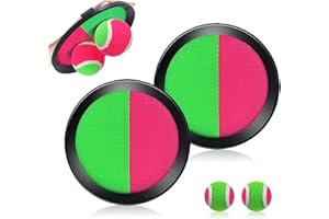 FMKLDENA Juego de Bolas de Lanzamiento y Captura, 2 Paletas y 2 Bolas, Lanzamiento Pelota Juegos Juguetes, Juegos de Exterior para Niños para Deportes, Playa