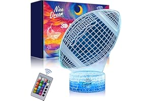 Nice Dream Luce Notturna Rugby per Bambini, Lampada da Illusione 3D Luce LED, Telecomando 16 Cambia Colore Dimmerabile, Regali di Natale per Ragazze Ragazzi Arredamento Camera da Letto