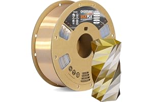 OVERTURE Silk Filament PLA 1.75mm Clog-Free Shiny 3D Printer Filament, 1kg Spool (2.2lbs), Dimensional Accuracy +/- 0.02 mm, Fit Most FDM Printer (Silk Gold-Sliver)