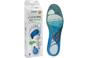 Sidas - Semelles en gel à mémoire de forme - Cushioning Gel Memory - Absorption des chocs - Confort et Soulage le pied tout au long de la journée - Semelles pour chaussures homme et femme