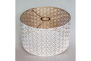Osasy Abats-jour Cylindrique Décoratif luminaire abat jour, 30 cm x 18 cm, Blanc et Or, Style Moderne