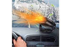DVONE 4-in-1 Auto Heizlüfter 12V, Tragbar Schnell Erhitzen 90° bis 360° Verstellbar Windschutzscheiben Defroster Demister mit Luftreiniger und Kühlventilator zum Die Meisten Autos