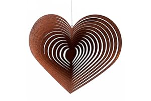 ‎STEINFIGURENWELT GIEBEN Edelrost Windspiel Spirale großes Herz 30x26cm filigran Gartendeko Rost Deko Metall Hänger Fensterdekoration Balkon Terrasse Garten Geschenk