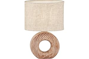 Fischer & Honsel |Lampa stołowa, Hanke|kolor drewna | abażur z tkaniny lnianej piasku|dł.: 20,00 cm, szer.: 13,00 cm, wys.: 31,00 cm|z przełącznikiem sznurkowym|1x E14 maks. 25,0 W |50609, kolor