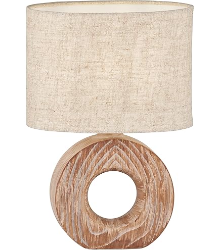 Fischer & Honsel |Table lamp, Tobse|Wood colours|Fabric Shade Linen Sand Colours|L: 23cm, W: 13cm, H: 39cm|with cord switch|1x E14 max. 25.0 Watt| 50606